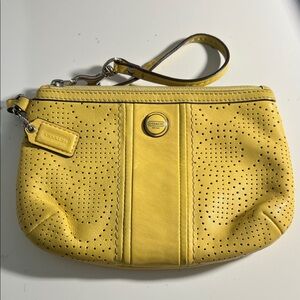 Coach Yellow Leather Perforated Wristlet